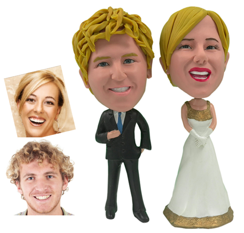 Personalized Wedding Cake Topper Of A Golden Couple, A Cake Topper That Looks Like The Bride And Groom